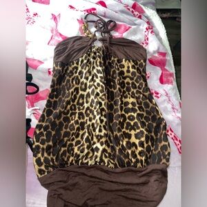 Leopard Print Strapless Dress